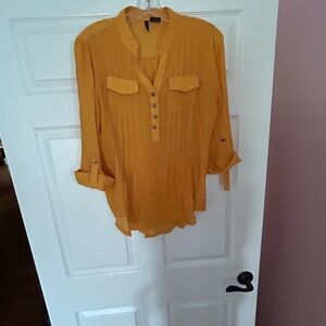 New Directions Long Sleeve Yellow Blouse Size Large